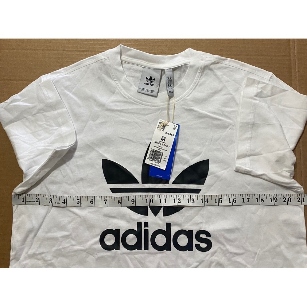 Adidas Originals Mens Trefoil Logo T-Shirt White Black 100% Cotton Size M NWT - Picture 4 of 6